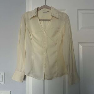 Semantiks 100% silk blouse size L Ivory Long Sleeve